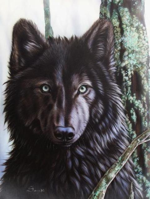Схема вышивания крестом - Чёрный волк | Схемы и Узоры